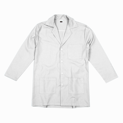 Unisex Doctors Jacket Poplin Long Sleeves - Small White